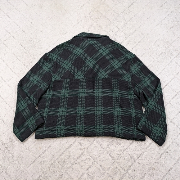 Madewell Jacket Women's XL Green Plaid Flannel Boxy Button Up Shirt Heavy - Picture 9 of 9